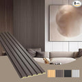 OUZUGIE WPC Acoustic Slat Wall Paneling, 8-Pack 96 x 6 Inches 3D Wall Panels for Interior Wall Decor,Living Room,TV Background,Study Room,Office Spaces,Bedroom,Low Grille (Walnut)