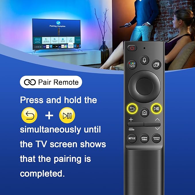 BN59-01357A Solar Voice Remote for Samsung TVs - Compatible with Frame/Neo QLED 4K/8K UHD Smart TVs (VG-TM2180ES/ZA), 3 App Shortcuts & Solar Charging