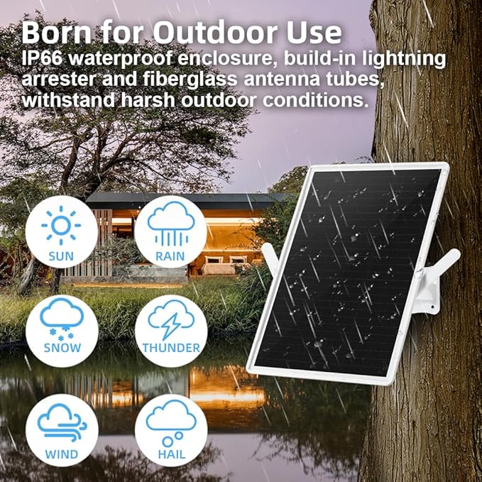 WiFi Extender Signal Booster Solar Battery Outdoor,Long Range up to 300-feet,Internet 2.4G WiFi Extender Booster,Wireless Signal Booster WiFi Repeater 300Mbps,Applicable to 2.4G Router (33 * 26CM)