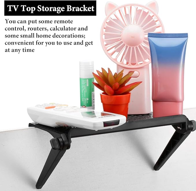 Jetec 3 Pieces Screen Top Shelf TV Top Storage Bracket 2-leg Adjustable Monitor Shelf for Cellphone Stand Media Boxes Router Game Console and Home Decoration Supplies(8.5 x 4.5 Inches)