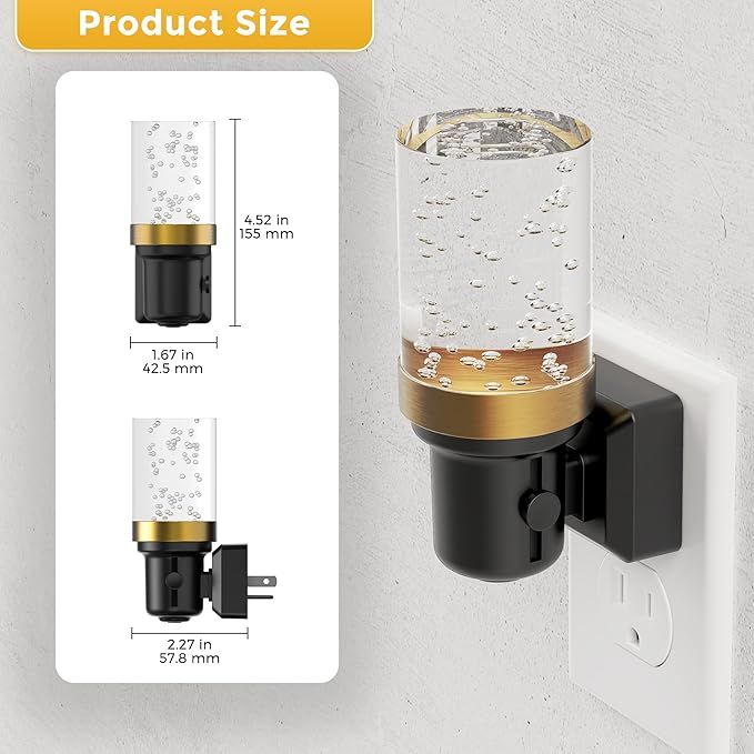 L LOHAS LED Night Light, Dimmable Bubble Night Lights Plug into Wall, 2 Pack Automatic Night Lights Plug in with Auto Light Sensor, Adjustable Brightness 3000K LED Night Light, for Bedroom Hallway Hom