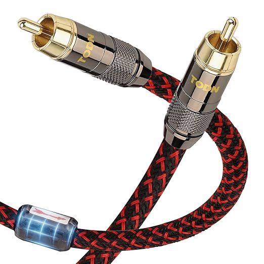 TODN Hi-end Digital Coaxial Cable OFC Core for Audiophile 75-Ohm SPDIF RCA to RCA Audio Cable for Subwoofer, TV, Amp, HiFi Systems (9.8ft /3m)