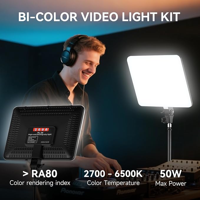 2-Pack LED Video Light Kit, 2700-6500k Dimmable Photography Lighting Kit - Image 3