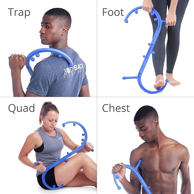 Body Back Buddy Classic USA Made Handheld Full Body Massage Cane Pressure & Trigger Point Massage Tool for Deep Tissue Pain Relief - Dual Massage Hooks for Back, Shoulder, Neck. Manual Back Massager