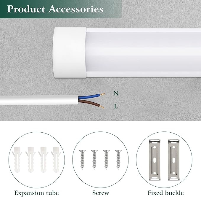 colmeguna 8 Packs 4FT LED Batten Light, Ultra-Thin Slim Ceiling Surface Mounted Light, 40W, 4000K, IP20, LED Ceiling Lamp for Garage, Shop, Hallway, Office, Market