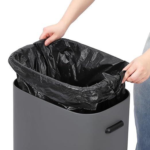 14.5 Gal/55L Trash Can with Lid, Automatic Touchless Garbage Can with Soft-Close Lid & Handle, Stainless Steel Waste Basket Motion Sensor Trash Can for Kitchen, Bathroom,Grey(No Inner Bucket)