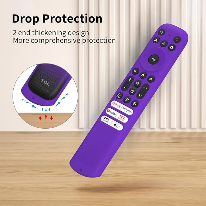 Hi Color Silicone Cover for TCL RC813 FMB1/RC923/RC902V Remote Protective Case Sleeve for TCL Smart TV Remote RC813 FMB1 Case Cover (Purple)