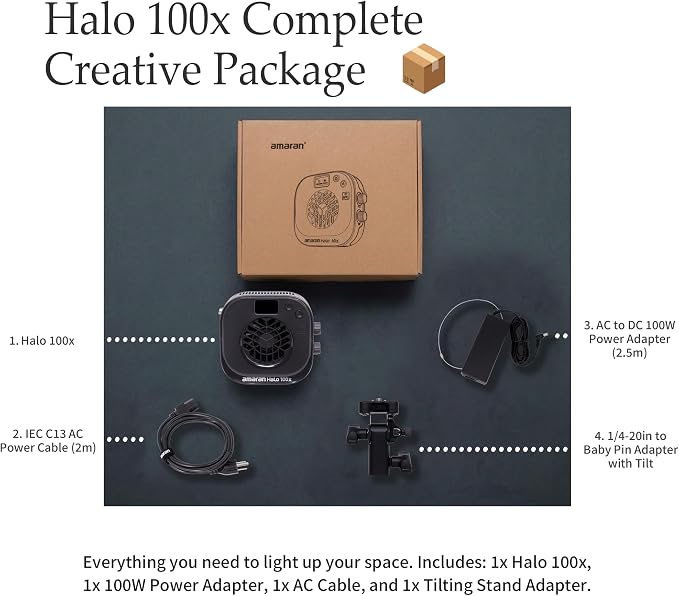 Amaran Halo 100x Bi-Color LED Monolight, 100W 2, 700 to 6, 500K Continuous - Image 6