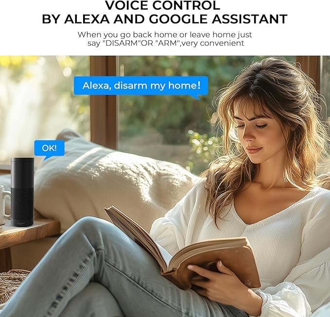 PGST Wireless Alarm System,Smart GSM 4G Home Security System with Door/Motion Sensors,Tuya APP Alerts,Compatible with Alexa&Google Assistant for Home,Villa,Apartment,Kids Safety,Pets