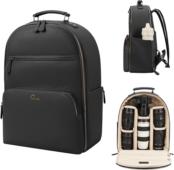 Camera Backpack Classic PU Leather by Divvia