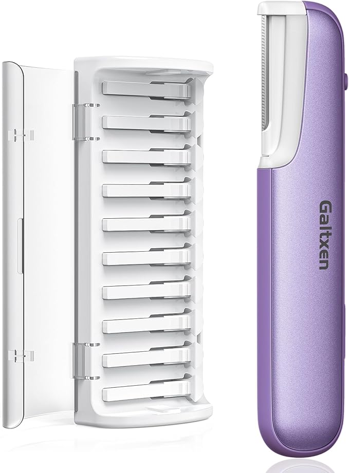 Galtxen Dermaplaning Tool for Women - Facial Exfoliation & Peach Fuzz Hair Removal with Rechargeable Sonic Edge Technology, 10 Refill Blades