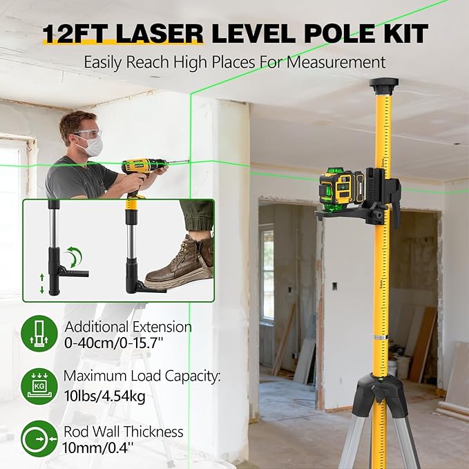Alloyman 4x360°Self Leveling Laser Level, 12 Ft./3.7M Professional Laser Level - Image 3
