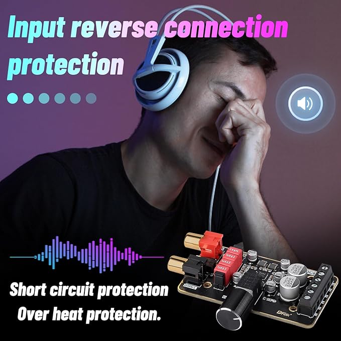 DROK 12V Amplifier Board, 15W+15W 2.0 Dual Channel Audio Amplifier Board PAM8620 DC 8-26V 24V Digital Stereo Amp Module Class D Mini Power Amplify Circuit for Sound System Speaker DIY