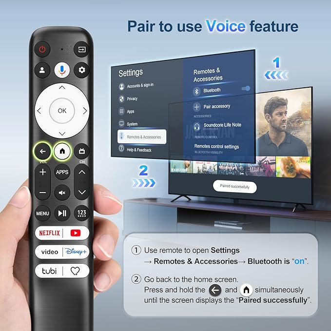 Voice for Hisense-Google-TV-Remote Control Replacement for All Hisense 2022-2026 Mini-LED ULED 4K Google Smart TVs