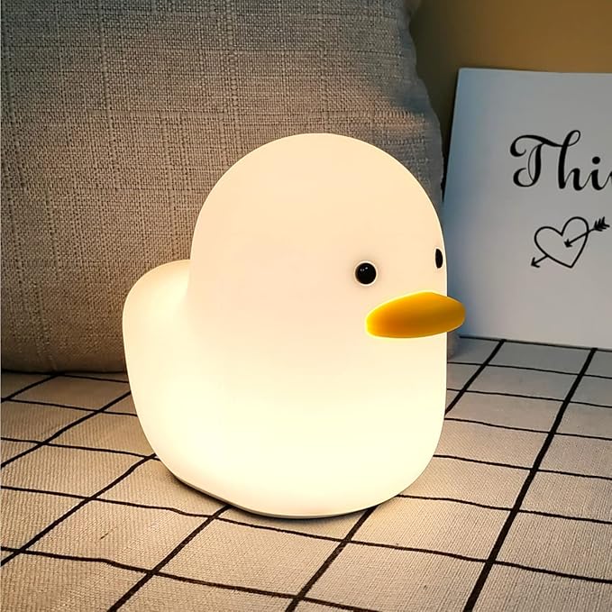LEDHOLYT Kids Night Light - Cute Silicone Duck Nursery Lamp for Baby and Toddler, Animal Squishy Lamp for Bedroom, Boys and Girls Gift