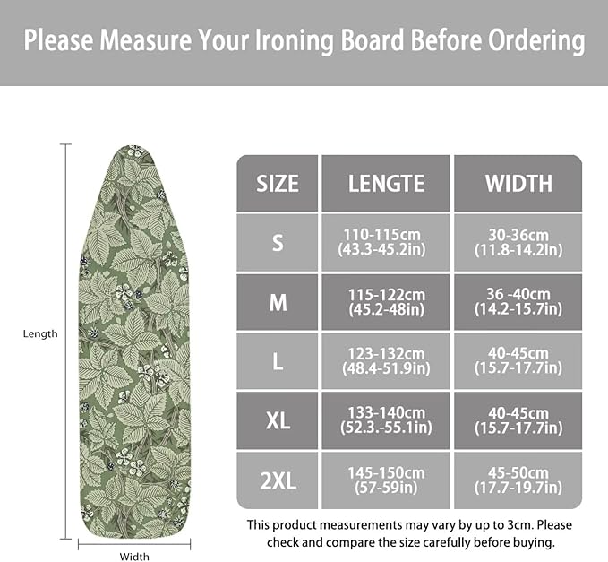 ZCFYGDX Ironing Board Covers Lightweight & Breathable Anti-Slip & Wear-Resistant (15 x 54 in) with Nylon Buckle Straps Elastic Edge Easy to Install, Scorch Resistant, William Morris Prints Size-XL