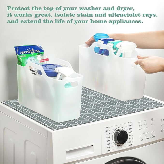 Actvty Washer and Dryer Covers for the Top, 2 Pieces 25.6'' x 23.6'' Washer Dryer Top Protector Mat, Diatomite Rubber Washing Machine Top Covers Non-Slip Scratch Protection Dust-Proof