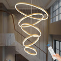 5-Rings D31.5in Modern LED Chandelier Gold Dimmable High Ceiling Chandeliers by Sparklelf