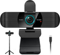 RUWBY Full HD 1080P Webcam with Built-in Dual Mics, Wide-Angle Lens, Privacy Cover, Tripod Stand, Autofocus PC Camera, Plug and Play for Desktop Computer or Laptop