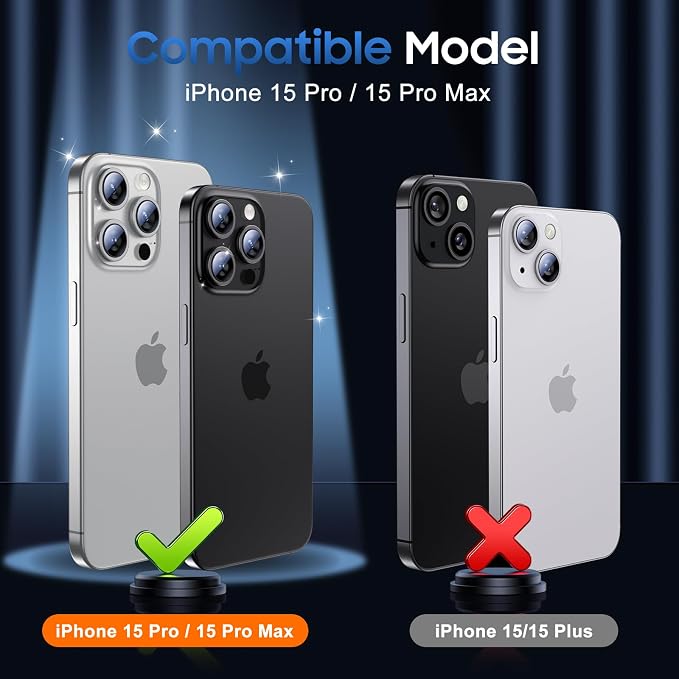UniqueMe for 3 Pack iPhone 15 Pro/iPhone 15 Pro Max Camera Lens Protector - Image 7