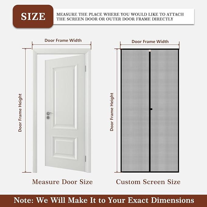 Yotache Custom Magnetic Screen Door, Left Right Side Opening Door Mesh with Magnets for Patio, Balcony, Front Door