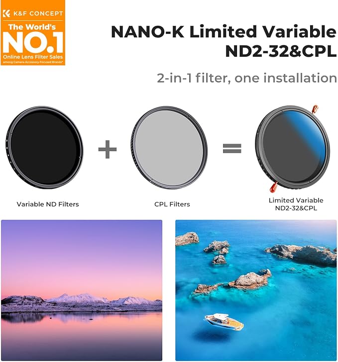 K&F Concept 52mm Variable ND2-32 & Circular Polarizing Lens Filter 2 in 1 - Image 2