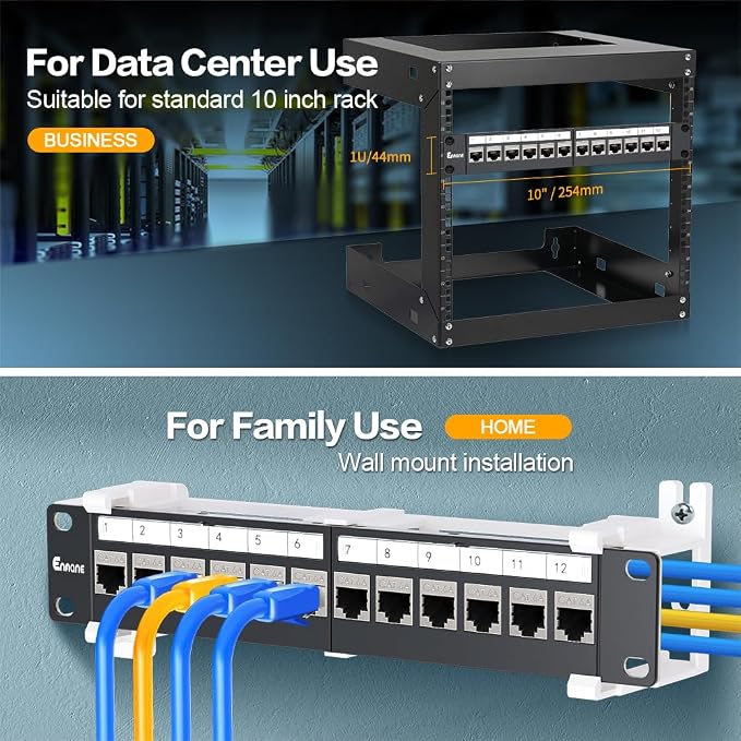12 Port Patch Panel CAT6a Patch Panel Wall Mount 10 Inch Bracket Included - Image 7