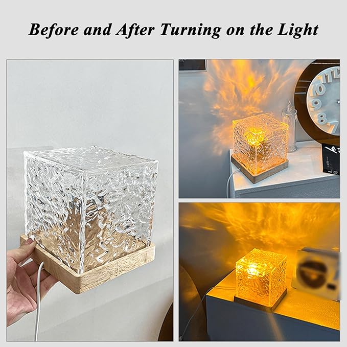 citosisk Aurora Borealis Night Light Projector, Aurora Dreamscape Projector, Magical Northern Lights for Your Room, 3/16 Colors Ambient Dynamic Wave Cube Lamp with Remote (3 Colors Plug-in, Wood)