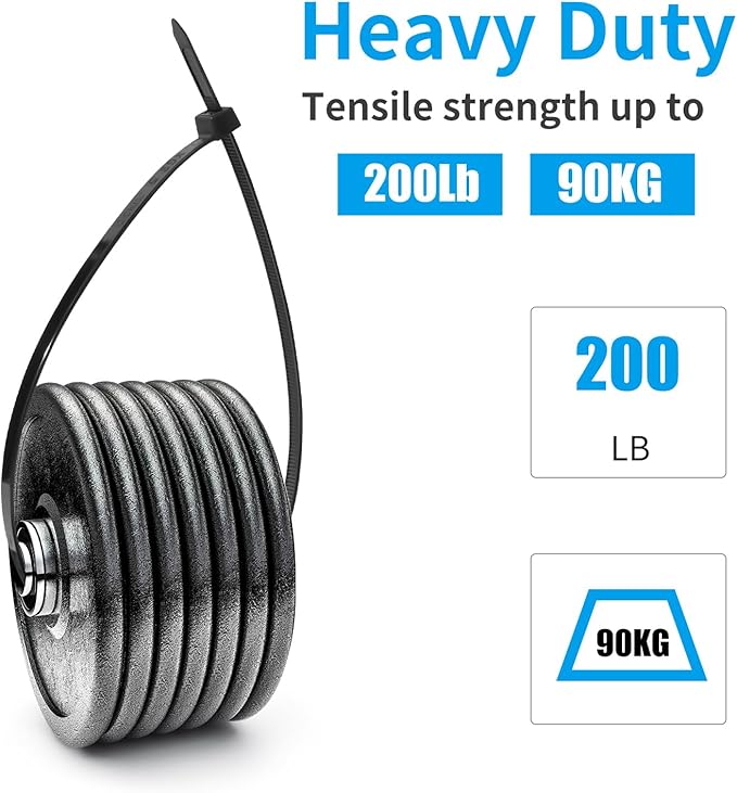 XINGO 24 inch Black Long Zip Ties Heavy Duty 100 PCS, 200LBS Ultra Strong Plastic Wire Ties, Large Cable Ties Extra Long Tie Wraps, Indoor and Outdoor UV Resistant