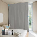 SmartWings Automatic Curtain Opener with Drapery, Motorized Vertical Blinds with Remote, Electric Closet Doors Sliding Panels Compatible with Alexa Google Homekit, 90% Blackout Sierra Grey