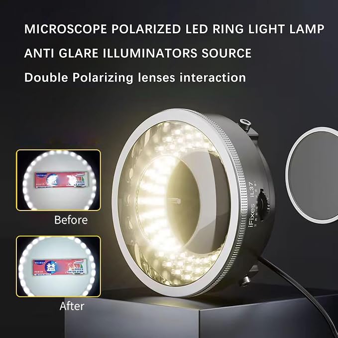 Microscope Polarized 96-LED Ring Light Anti Glare Microscope Lamp Illuminator - Image 3
