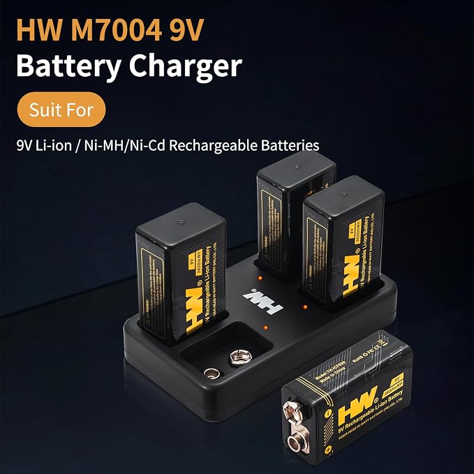 HW 9V Batteries， 3600mWh Rechargeable 9 Volt Battery - Image 4