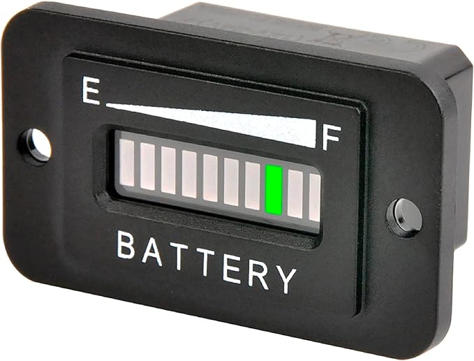 Runleader 48V LED Battery Level Indicator,Programmable Battery Charge Meter for Lead Acid Trojan LiFePO4 AGM Gel,Waterproof Design for Golf Cart Forklift Lawn Mower (48V)