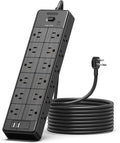 24 Widely Outlets Extension Cord 10 Ft NTONPOWER 15A/1875W Power Strips with Surge Protection 4000J,Black Extension Cord Surge Protector with 4 USB Ports(2 USB C), Wall Mount Holes for Home, Office