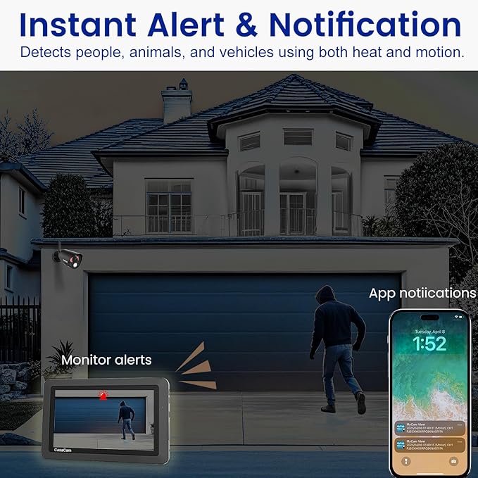 CasaCam Wireless Security Camera System Air | 7" Touchscreen Monitor and 2 720p - Image 4