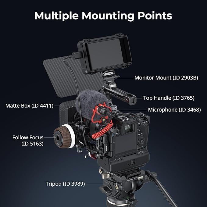 SMALLRIG R5 Mark II Cage for Canon R5 Mark II with Cooling Fan CF-R20EP, Compatible with for Arca-Type Tripods, for DJI RS 2 / RSC 2 / RS 3 / RS 3 Pro/RS 4 / RS 4 Pro Stabilizers - 5092