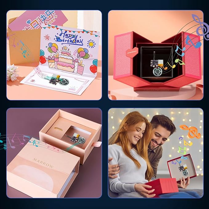 Voice Module,MP3 Music Sound Chips, 16MB Sound Module for Crafts, Christmas, New Year Greeting Cards, Box with Speaker Lithium Battery Powered and USB Cable. (JR-JX7004-Light - 2P)