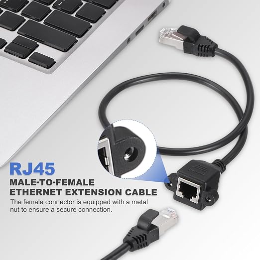 MECCANIXITY Cat5 Ethernet Extension Cable, 6.6Ft RJ45 Male to Female Screw - Image 4