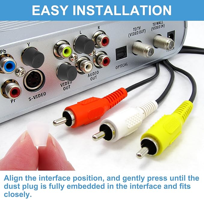 PATIKIL RCA Anti Dust Plug Dustproof Cover, 10pcs 0.4"/10mm Port Stopper Protector Silicone RCA Female Connector for TV Speaker Set-Top Boxes DVD Players Projectors, Clear