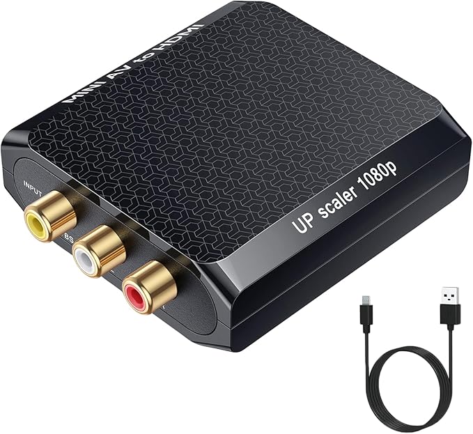 WENTER AV to HDMI Converter, 1080P RCA to HDMI Adapter, Mini Composite CVBS Audio Video Adapter Supports PAL/NTSC for VCR/VHS/Xbox/PS3/STB/N64/Wii/TV/PC/Blue-Ray DVD Players