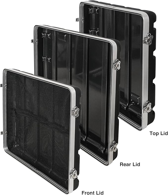 Sound Town Lightweight and Compact 10U ATA ABS Rack Case, with Slant Mixer Top, Casters, 24.5" Depth, 12U Top and 10U Side Spaces (STMR-A12X10UW)