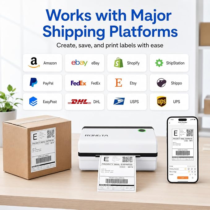 Rongta Bluetooth Thermal Shipping Label Printer, Wireless 4x6 Shipping Label - Image 4