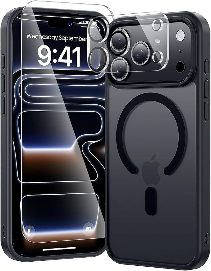 toushion 3 in 1 for iPhone 17 Pro Max Case Matte Black, Fits MagSafe, Screen by Unknown