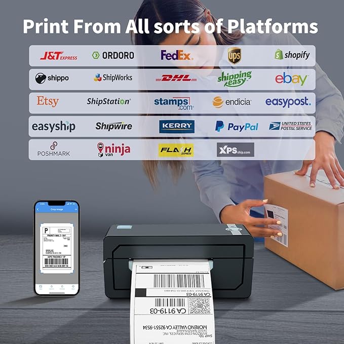 JADENS Bluetooth Thermal Shipping Label Printer – Wireless 4x6 Shipping Label - Image 4