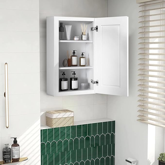 Wall Kitchen Cabinets, RTA Cabinets, White Shaker Cabinet, Wall Mounted, RTA Upper Cabinet, Modern for Kitchen and Bathroom with Door, 15" W x 30" H x 12" D