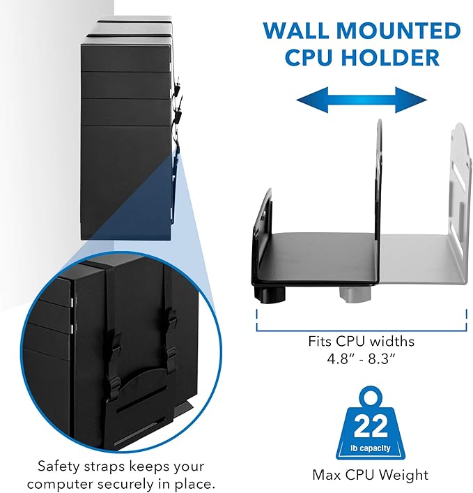 Mount-It! Wall Mount Workstation with Single Monitor Mount, Keyboard Tray and CPU Holder, Height Adjustable Full Motion Arms, Fits One 32 Inch Computer Screens