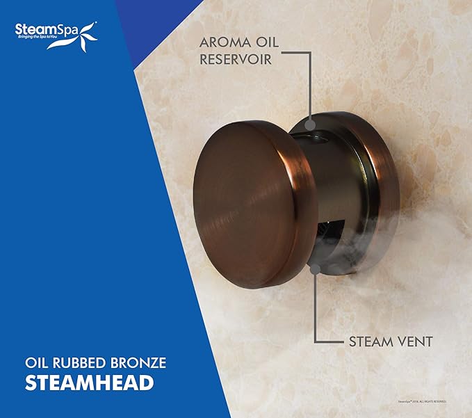 SteamSpa Executive 7.5 KW QuickStart ACU-Steam Bath Generator Package with Built-in Auto Drain in Oil Rubbed Bronze | Steam Generator Kit with Dual Control Panel Steamhead 240V | EXT750OB-A