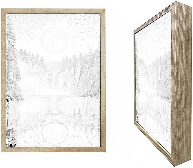 URVIP LED Glowing Photo Frame, 3D Starry-Sky Moon Lake Misty Forest Wall Art, 9x12 Inches Dimmable Light Up Light Painting for Bedroom, Unique Aesthetic Decor, Great Birthday Gift for Women Men
