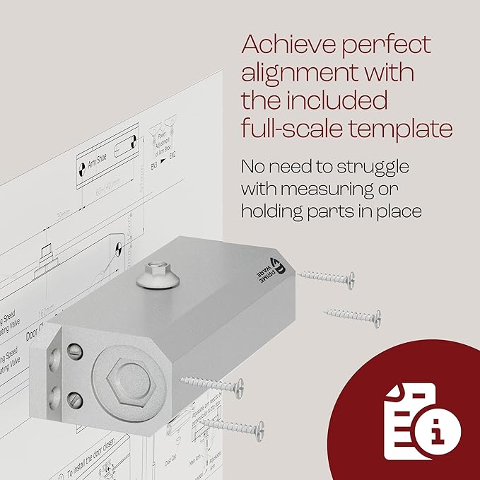 PrimeWare DC-300 Automatic Adjustable Door Closers for Home | Soft Close, No Slam | Residential and Commercial Door Closer | Level 3 | for Doors Weighing 90-140 lbs | Hydraulic Door Spring - Nickel