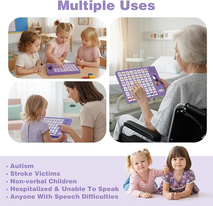Joyreal AAC Device for Autism, Non Verbal Communication Tools for Speech Therapy & Stroke Rehab. Communication Tablet, Autism Talking Aids with 8 Programmable Buttons & Adjustable Volume (Purple)